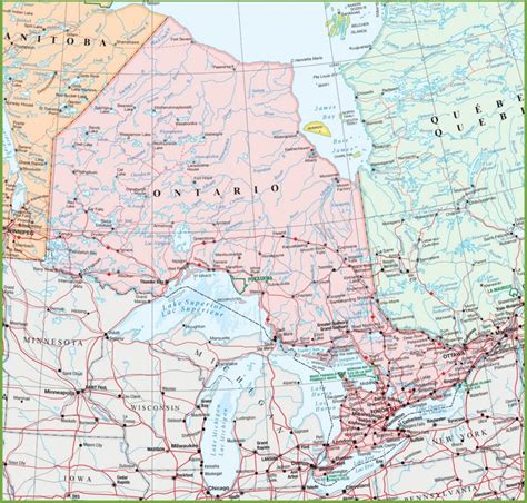 cities and towns in ontario|Map of Ontario with cities and towns.